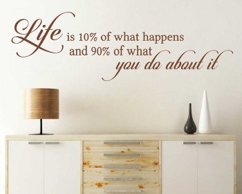 Life is 10% of what happens and 90% of what you do about it Inspirational Quote Decal